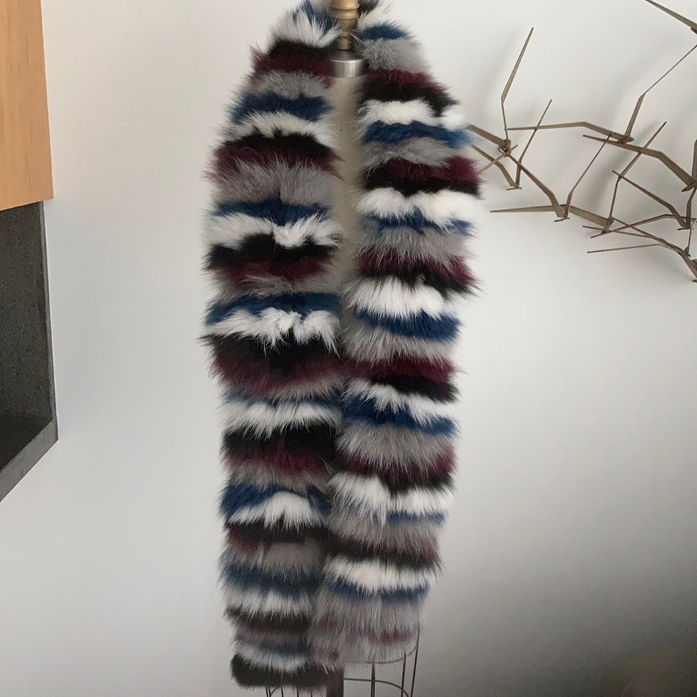 Rabbit fur multi color fur wrap.